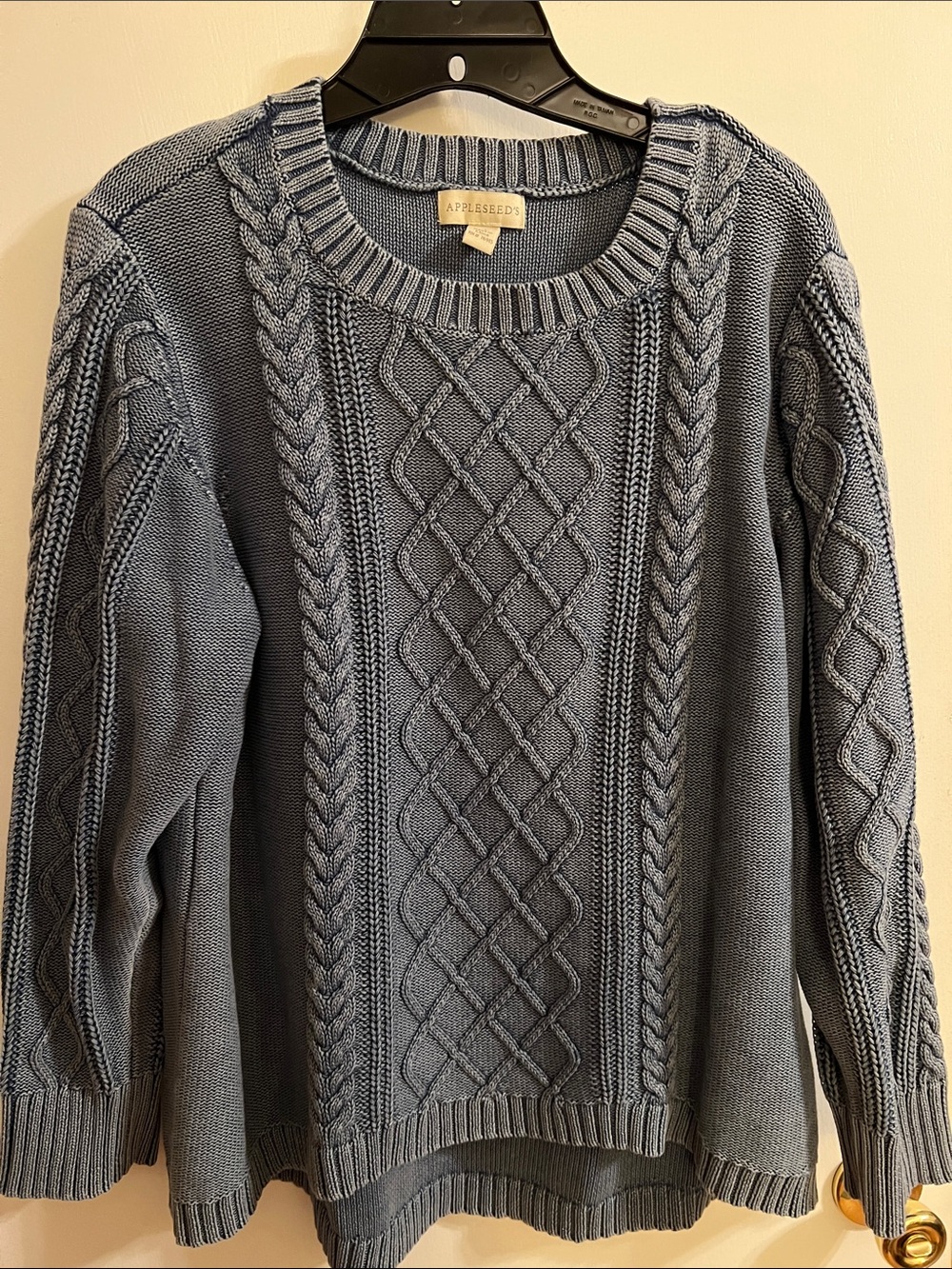 Appleseed's Dusty Blue Cable Knit Pullover